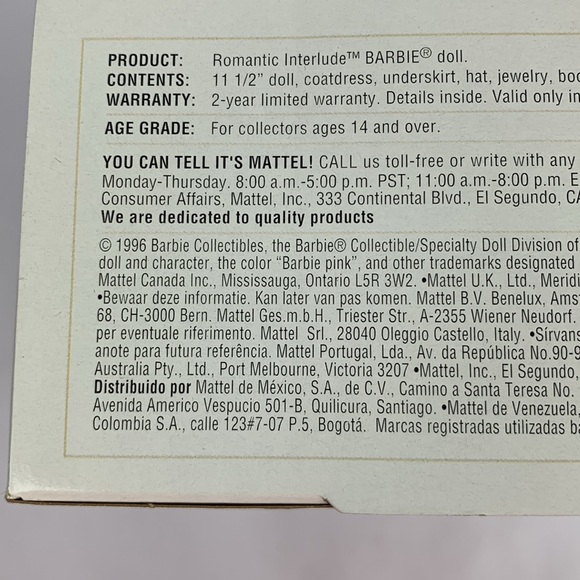 Barbie Romantic Interlude Collectible doll 6th series Classique Mattel 12” 1996 - Picture 13 of 15
